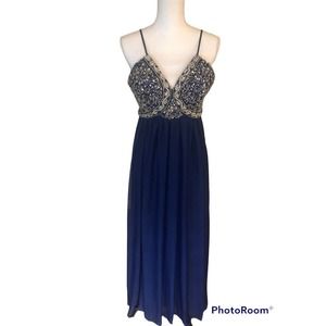 Cocktail Formal‎ Sequin Full Length DRESS ROYAL BLUE SZ 3 $200 Read